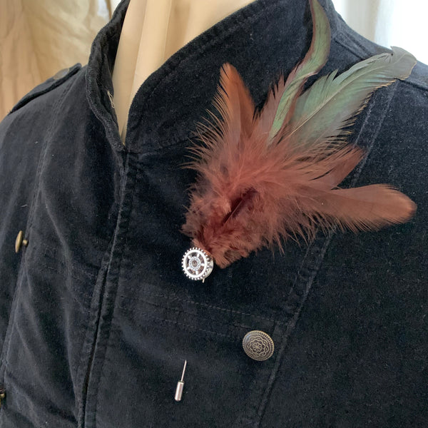 Feather brooches (Boutonnieres) - bronze