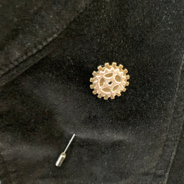 Steampunk metal cog lapel pins