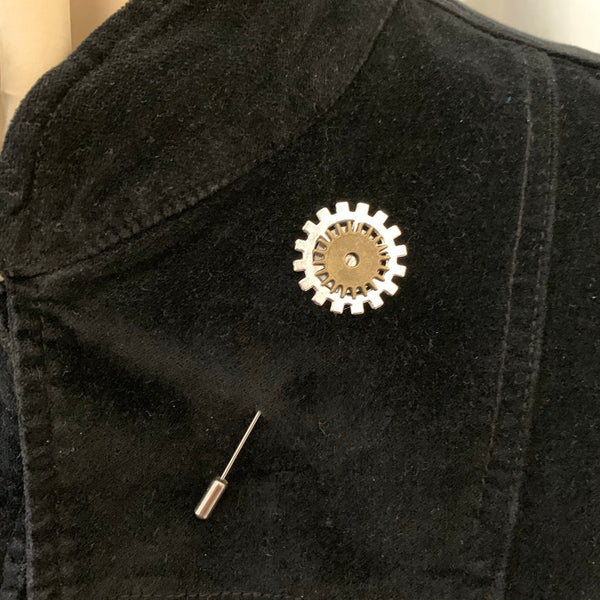 Steampunk metal cog lapel pins