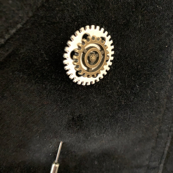 Steampunk metal cog lapel pins