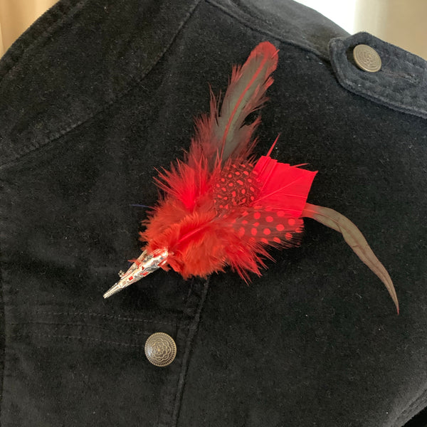 Feather brooches (Boutonnieres) - silver