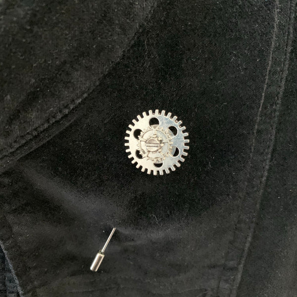 Steampunk metal cog lapel pins