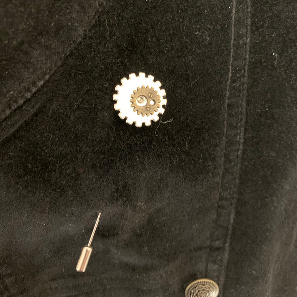 Steampunk metal cog lapel pins