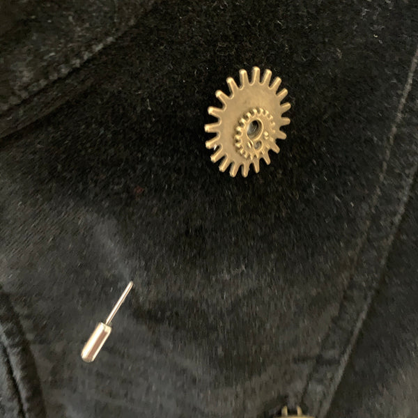 Steampunk metal cog lapel pins