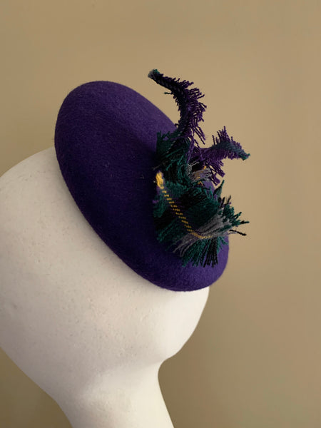 Sorcha - Purple wool button hat
