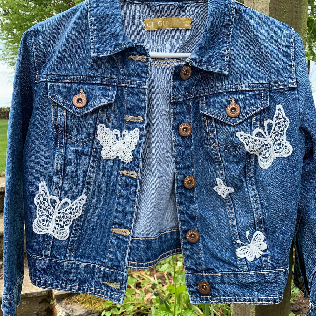 Jean jacket outlet with butterflies