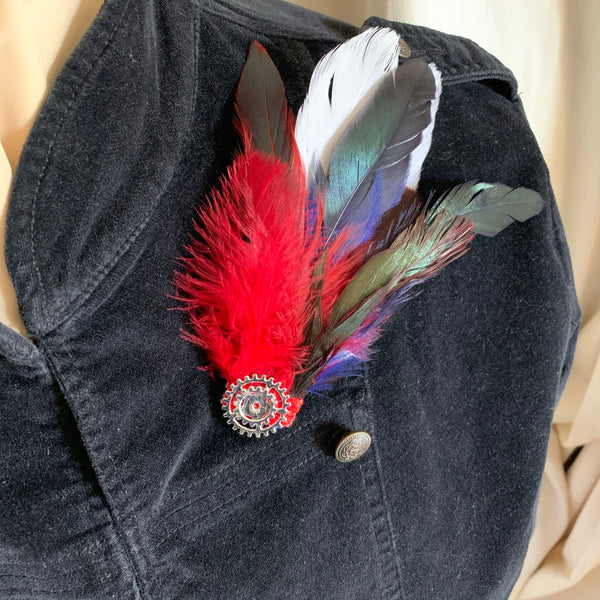 Feather brooches (Boutonnieres) - bronze
