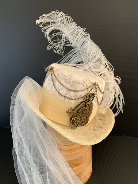 Iona - steampunk mini top hat fascinator