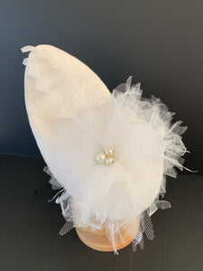 Allina - upturned white/cream silk bridal fascinator
