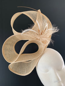 Tara - natural coloured sinamay loops large fascinator