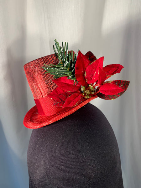 Christmas red mini top hat
