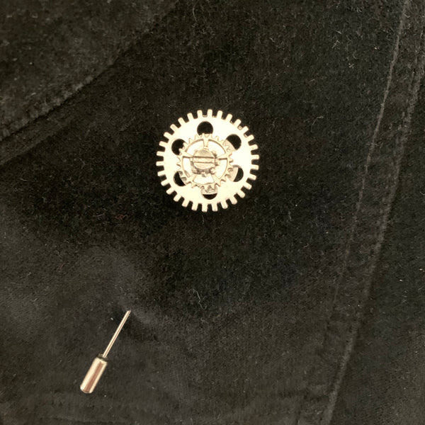 Steampunk metal cog lapel pins